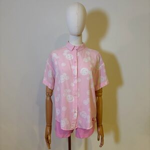 💗 Joe Boxer Oversized Smiley Face Button-Up Shirt | Size S 💗